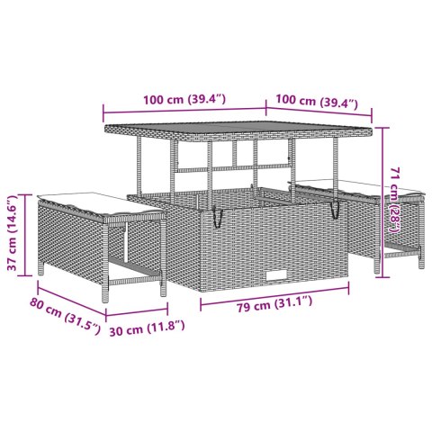 13 ELEMENTOWY ZESTAW SOF OGRODOWYCH Z PODUSZKAMI CZARNY POLIRATTAN AKACJOWY 3 ELEMENTOWY ZESTAW DO JEDZENIA W OGR