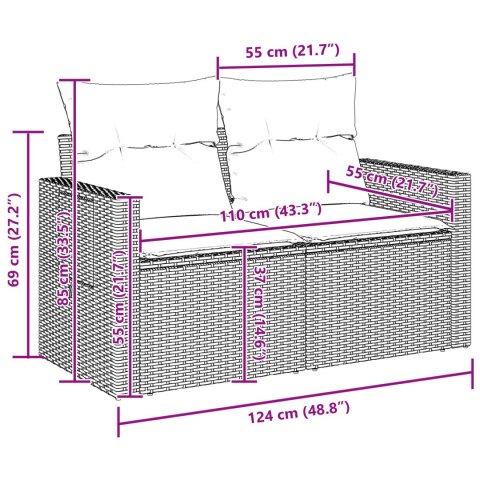 8-CZĘŚCIOWY ZESTAW SOF OGRODOWYCH Z PODUSZKAMI BEŻOWY RATTAN 3-CZĘŚCIOWY ZESTAW MEBLI OGRODOWYCH Z PODUSZKAMI BEŻ