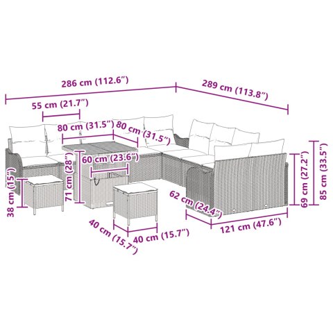 CZARNA SOFA OGRODOWA 2-OSOBOWA Z PODUSZKAMI ZESTAW 3-CZĘŚCIOWY Z PODUSZKAMI CZARNY POLIRATTAN