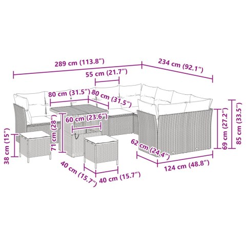 12-CZĘŚCIOWY ZESTAW SOF OGRODOWYCH Z PODUSZKAMI CZARNY POLIRATTAN AKACJA 3-CZĘŚCIOWY ZESTAW JADALNY OGRODOWY Z PO