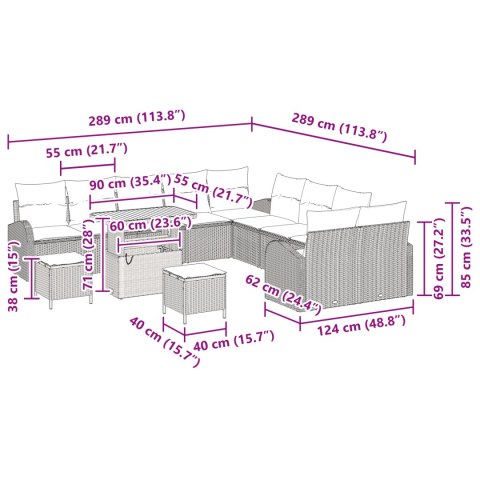 13-ELEMENTOWY ZESTAW SOF OGRODOWYCH Z PODUSZKAMI CZARNY POLIRATTAN AKACJA SOFA OGRODOWA 2-OSOBOWA Z PODUSZKAMI CZ