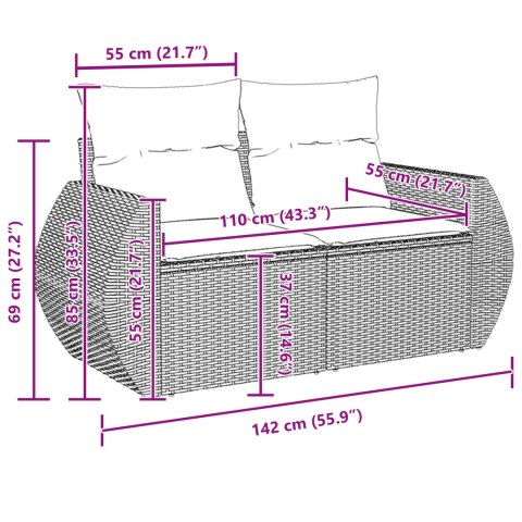 8-ELEMENTOWY ZESTAW KANAPOWY OGRODOWY Z PODUSZKAMI BEŻOWY POLIRATTAN AKACJA 3-ELEMENTOWY ZESTAW DO JADALNI OGRODO