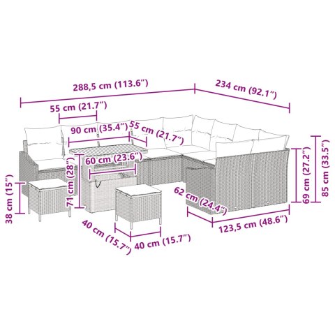 ZESTAW 13-CZĘŚCIOWY KANAP OGRODOWYCH Z PODUSZKAMI CZARNY POLIRATTAN AKACJA ZESTAW 2-OSOBOWY KANAP OGRODOWYCH Z PODUSZKAMI CZARN