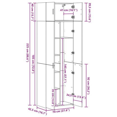 SZAFKA DO PRZECHOWYWANIA CZARNY DĄB 70X42,5X225CM