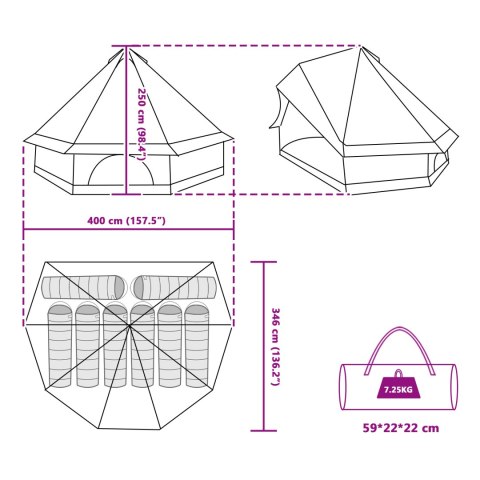 NAMIOT DLA RODZINY TIPI SZARO-POMARAŃCZOWY 8-OSOBOWY WODOODPORNY