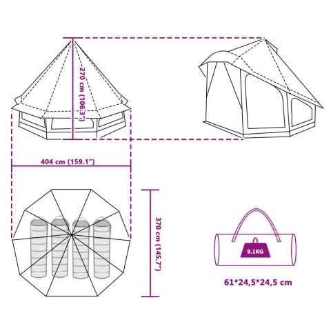 NAMIOT RODZINNY TIPI ZIELONY 6-OSOBOWY WODOODPORNY
