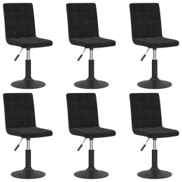 OBROTOWE KRZESŁA STOŁOWE 6 SZT. CZARNE OBITE AKSAMITEM