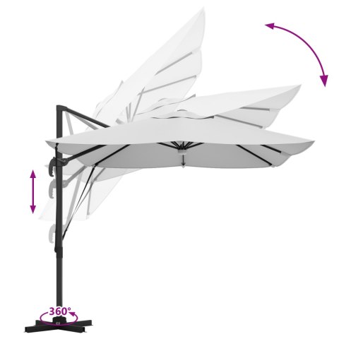 PARASOL WYSIĘGNIKOWY BEŻOWY POLIESTER ALUMINIUM DUŻY SKŁADANY