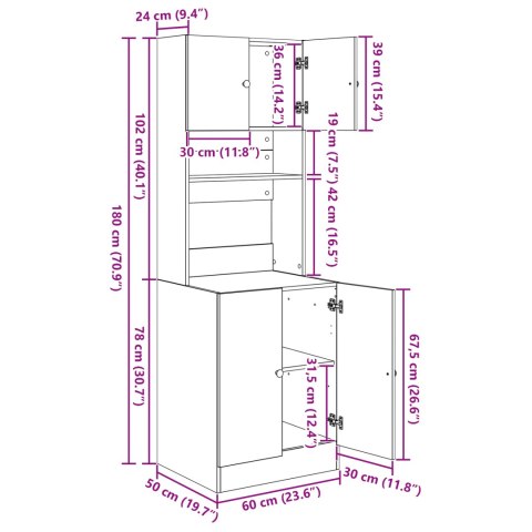 SZAFKA KUCHENNA STARE DREWNO 60X50X180CM DREWNIANE