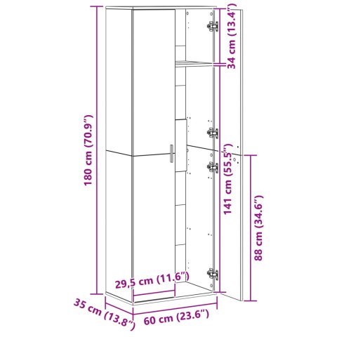 WYSOKA SZAFKA DĘBOWA RZEMIEŚLNICZA 60X35X180CM