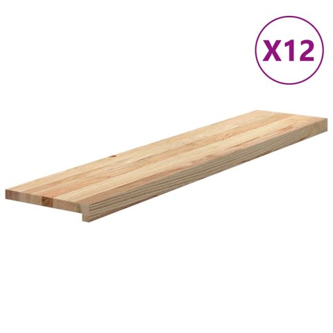 STOPNIE SCHODOWE 12 SZT. SUROWE 120X25X2CM LITE DREWNO DĘBOWE
