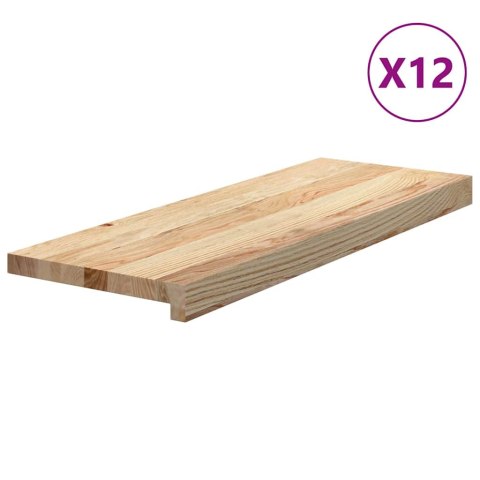 STOPNIE SCHODOWE 12 SZT. SUROWE 70X25X2CM LITE DREWNO DĘBOWE
