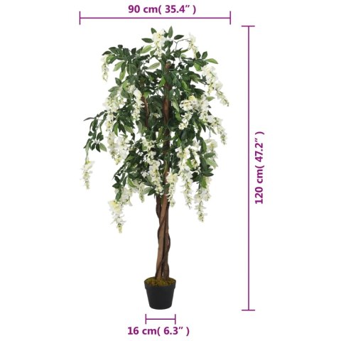 SZTUCZNA WISTERIA 840 LIŚCI 120CM ZIELONO-BIAŁA