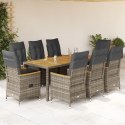 9-CZ. ZESTAW MEBLI OGRODOWYCH Z PODUSZKAMI SZARY RATTAN PE
