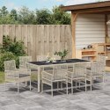 9-CZĘŚCIOWY ZESTAW JADALNIANY DO OGRODU JASNOSZARY POLIRATTAN