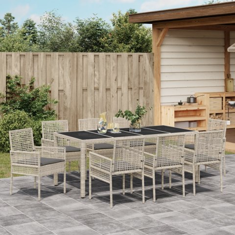 9-CZĘŚCIOWY ZESTAW JADALNIANY DO OGRODU JASNOSZARY POLIRATTAN