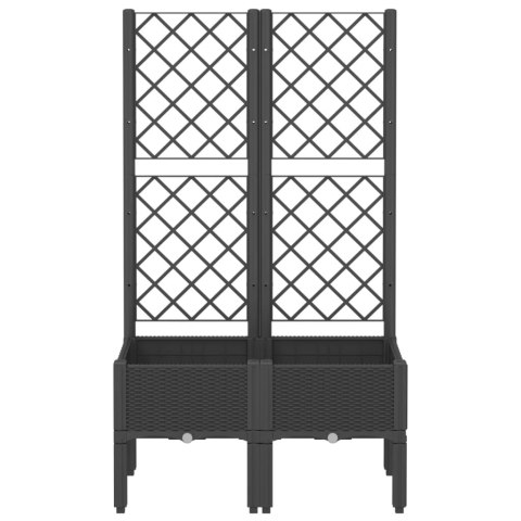 DONICA OGRODOWA Z KRATKĄ CZARNA 80X40X142CM PP