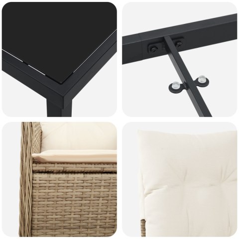 5-CZĘŚCIOWY ZESTAW DO JADALNI OGRODOWEJ Z PODUSZKAMI BEŻOWY POLIRATTAN