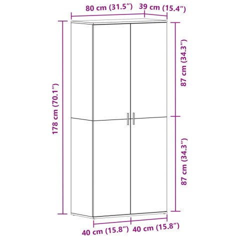 SZAFKA NA BUTY CZARNA 80X39X180CM