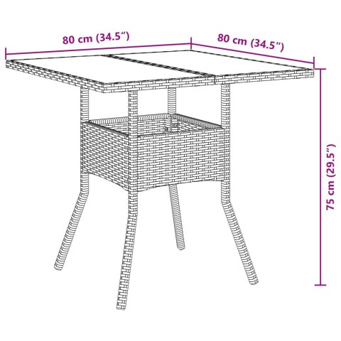 5-CZĘŚCIOWY ZESTAW JADALNIANY DO OGRODU BRĄZOWY POLI RATTAN