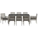 9-CZĘŚCIOWY ZESTAW DO JADALNI OGRODOWEJ Z PODUSZKAMI SZARY POLIRATTAN