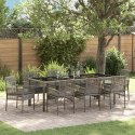 ZESTAW JADALNIANY OGRODOWY 9 CZĘŚCI Z PODUSZKAMI SZARY POLIRATTAN