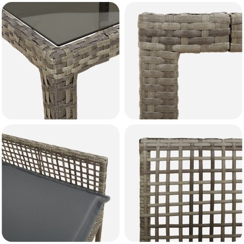 ZESTAW JADALNIANY OGRODOWY 9 CZĘŚCI Z PODUSZKAMI SZARY POLIRATTAN