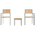 ZESTAW JADALNY 3-CZĘŚCIOWY Z LITEGO DREWNA TEKOWEGO STOSOWANE KRZESŁA OGRODOWE 2 SZT. Z LITEGO DREWNA TEKOWEGO I
