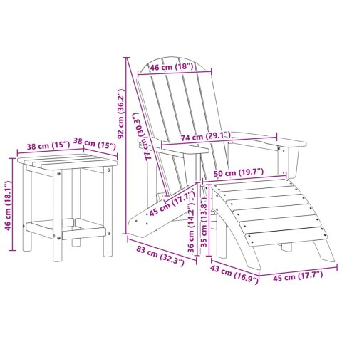 3-CZĘŚCIOWY ZESTAW WYPOCZYNKOWY DO OGRODU BIAŁY HDPE