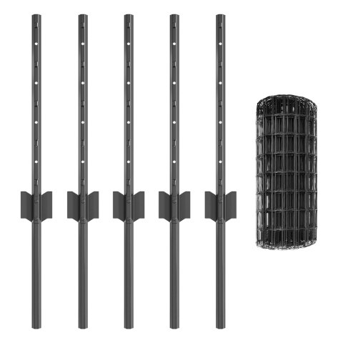 EURO PŁOT Z 5 SŁUPKAMI SZARY 0,4X10M STAL