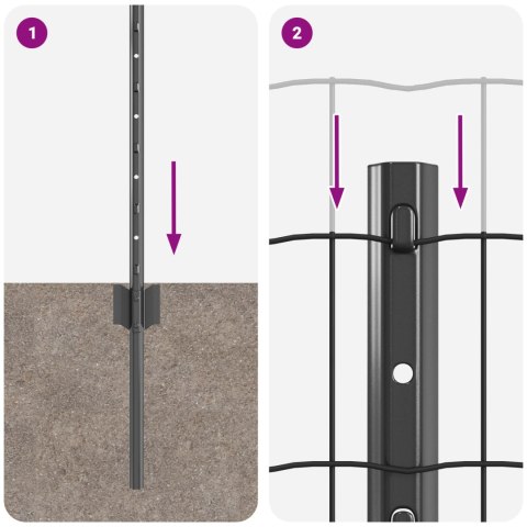 EURO PŁOT Z 5 SŁUPKAMI SZARY 0,4X10M STAL