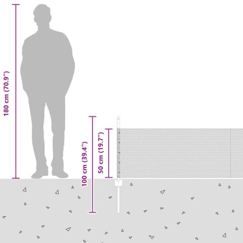 11 SZTUK SŁUPKÓW OGRODOWYCH U-CHANNEL SZARY 60CM STAL SZEŚCIOKĄTNY PŁOT SZARY 0.5X50M STAL