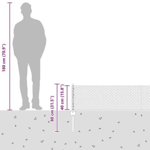 PALE PŁOTOWE 5 SZT. U-CHANNEL SZARY 40CM STAL SZEŚCIOKĄTNY PŁOT SZARY 0.4X10M STAL