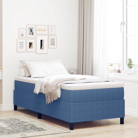 BOX SPRING BED NIEBIESKI 90X200CM Z MATERIAŁU SZTRUKSOWEGO