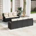 8-CZĘŚCIOWY ZESTAW SOF OGRODOWYCH Z PODUSZKAMI CZARNY POLI RATTAN 2-OSOBOWA SOFA OGRODOWA Z PODUSZKAMI CZARNY POLI RATTAN