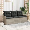 ZESTAW 3-CZĘŚCIOWY SOFA OGRODOWA Z PODUSZKAMI JASNOSZARY POLIRATTAN