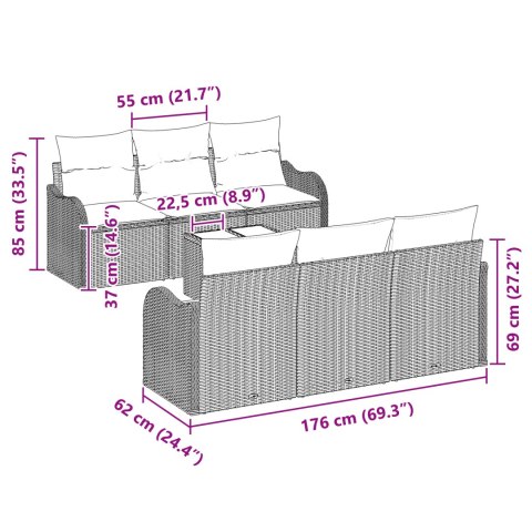 ZESTAW SOF OGRODOWYCH Z PODUSZKAMI CZARNY POLIRATTAN