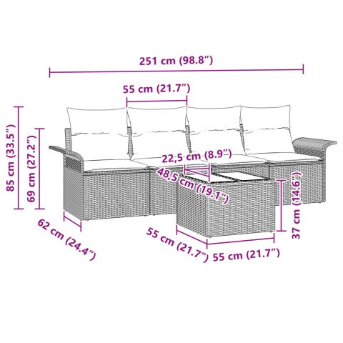VidaXL Zestaw sof ogrodowych z poduszkami jasnoszary polirattan