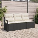 ZESTAW 3-CZĘŚCIOWY SOFA OGRODOWA Z PODUSZKAMI CZARNY POLIRATTAN SOFA OGRODOWA 2-OSOBOWA Z PODUSZKAMI CZARNY POLIR