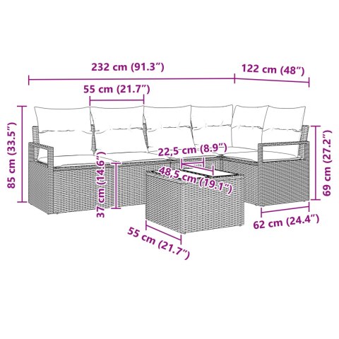ZESTAW 5-CZĘŚCIOWY SOFA OGRODOWA Z PODUSZKAMI BRĄZOWY POLIRATTAN SOFA OGRODOWA 2-OSOBOWA Z PODUSZKAMI CZARNY POLIRATTAN