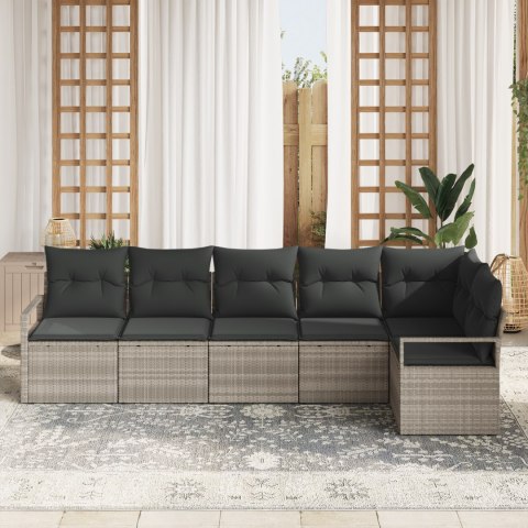 Zestaw Kanap Ogrodowych vidaXL w 6 Częściach z Poduszkami Jasnoszary Polirattan, Zestaw Kanap Ogrodowych vidaXL dla Dwóch Osób z