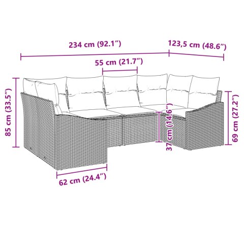 ZESTAW 6-ELEMENTOWY SOFY OGRODOWEJ Z PODUSZKAMI BRĄZOWY POLIRATTAN
