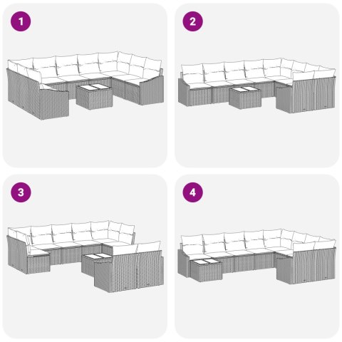 VidaXL Zestaw Sofy Ogrodowej w 10 częściach z Poduszkami Szary Poli Rattan