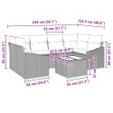 VidaXL Zestaw sofy ogrodowej 7-częściowy z poduszkami jasny szary polirattan