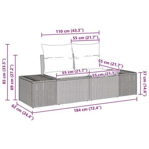 VidaXL Zestaw Sofy 7-częściowej z Poduszkami Brązowy Rattan Polietylenowy