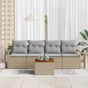VidaXL Zestaw sofy ogrodowej z 5 elementów z poduszkami Beżowy Polirattan Akacja