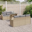 7-CZĘŚCIOWY ZESTAW SOFA OGRODOWA Z PODUSZKAMI BEŻOWY POLIRATTAN SOFA OGRODOWA DWUOSOBOWA Z PODUSZKAMI BEŻOWY POLIRATTAN