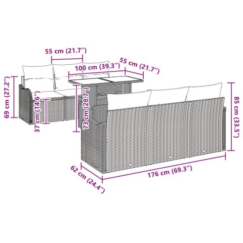 ZESTAW SOF OGRODOWYCH 7 CZĘŚCI Z PODUSZKAMI CZARNE POLIRATTAN ZESTAW SOF OGRODOWYCH 2-OSOBOWY Z PODUSZKAMI CZARNE