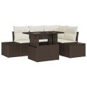 ZESTAW 5 ELEMENTOWY SOF OGRODOWYCH Z PODUSZKAMI BRĄZOWY POLIRATTAN