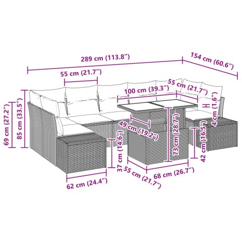 ZESTAW SOFY OGRODOWEJ 8 ELEMENTOWY Z PODUSZKAMI JASNOSZARY SYNTETYCZNY RATTAN